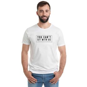 Qivi Cant Sit With Us Baskılı Beyaz Erkek T-shirt