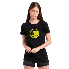 Qivi Carmen Sandiego Logo Blue Side Baskılı Siyah Kadın Örme T-shirt