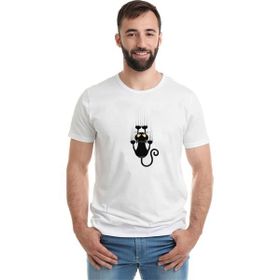 Qivi Cat Clipartcat Scratching Claws Vector Baskılı Beyaz Erkek T-shirt