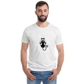 Qivi Cat Clipartcat Scratching Claws Vector Baskılı Beyaz Erkek T-shirt