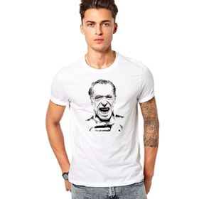 Qivi Charles Bukowski Baskılı Beyaz Erkek T-shirt