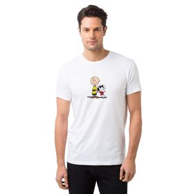 Qivi Charlie Brown And Snoopy By Snoopy Baskılı Beyaz Erkek Örme T-shirt