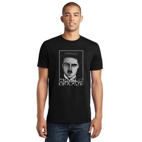 Qivi Charlie Chaplie Portre Baskılı Siyah Erkek Örme T-shirt