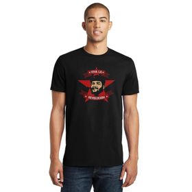 Qivi Che Guevara Viva La Revolucion Baskılı Siyah Erkek Örme T-shirt