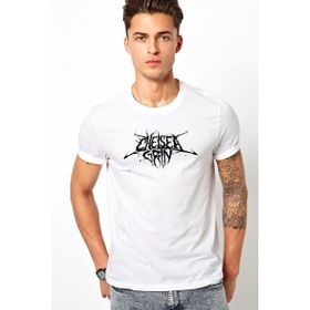 Qivi Chelsea Grin Logo Baskılı Beyaz Erkek T-shirt