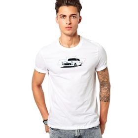 Qivi Chevrolet 1955 Baskılı Beyaz Erkek T-shirt