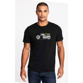 Qivi Chopper Baskılı Siyah Erkek Örme T-shirt