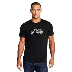 Qivi Chopper Baskılı Siyah Erkek Örme T-shirt