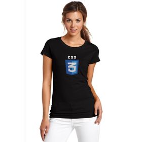 Qivi Css Baskılı Örme Siyah Kadın T-shirt