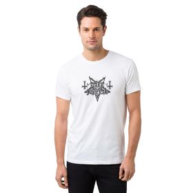 Qivi Dark Funeral Logo Baskılı Beyaz Erkek T-shirt
