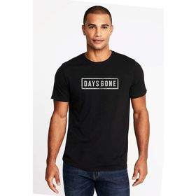 Qivi Days Gone Logo Baskılı Siyah Erkek Örme T-shirt