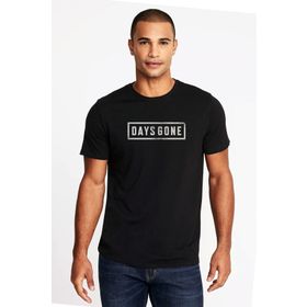 Qivi Days Gone Logo Baskılı Siyah Erkek Örme T-shirt