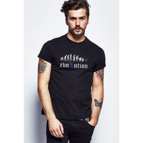 Qivi Death Note Evolution Baskılı Siyah Erkek Örme T-shirt