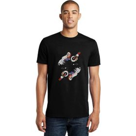 Qivi Dj Monkey Baskılı Siyah Erkek Örme T-shirt