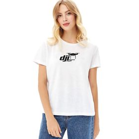 Qivi Dji Phantom Pilot Drone Vinyl Decal Baskılı Örme Beyaz Kadın T-shirt