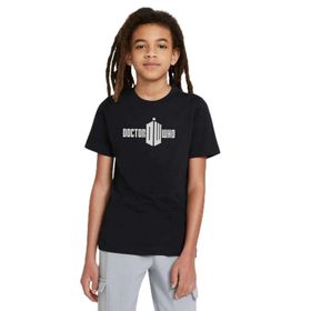 Qivi Doctor Who Logo Baskılı Unisex Çocuk Siyah T-shirt