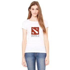 Qivi Dota Baskılı Örme Beyaz Kadın T-shirt
