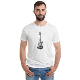 Qivi Drawing Elektro Guitar Red Baskılı Beyaz Erkek T-shirt