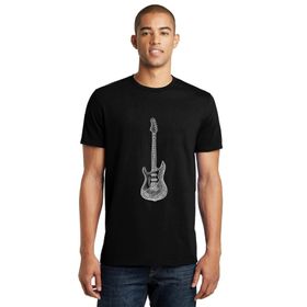 Qivi Drawing Elektro Guitar Red Baskılı Siyah Erkek Örme T-shirt