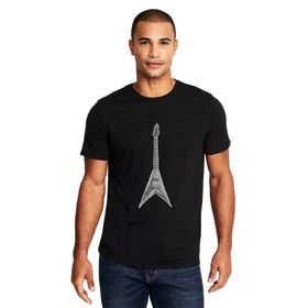 Qivi Drawing Rock Guitar Baskılı Siyah Erkek Örme T-shirt
