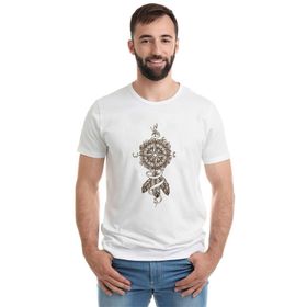 Qivi Dreamcatcher Pusula Baskılı Beyaz Erkek T-shirt