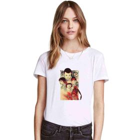 Qivi Eleven Dustin Demogorgon Biker Baskılı Beyaz Kadın Örme T-shirt