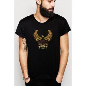Qivi Eye Empire Egyptian Wallpaper Baskılı Siyah Erkek Örme T-shirt