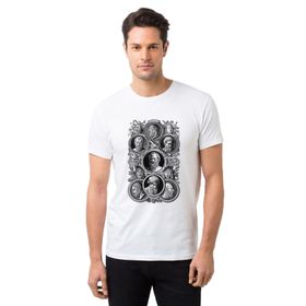 Qivi Filozoflar Baskılı Beyaz Erkek T-shirt