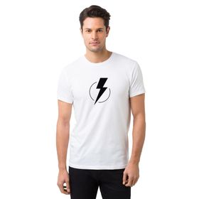 Qivi Flash Lightning Baskılı Beyaz Erkek T-shirt