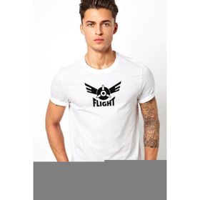 Qivi Flight Logo Air Flight Logo Baskılı Beyaz Erkek T-shirt