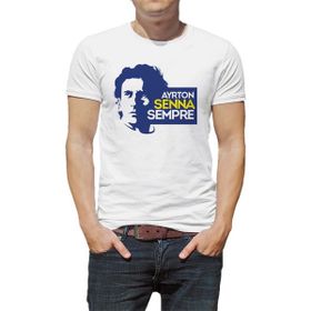 Qivi Formula F1 Ayrton Senna F1 Car Baskılı Beyaz Erkek Örme T-shirt
