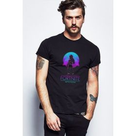 Qivi Fortine Battle Royale Baskılı Siyah Erkek Örme T-shirt