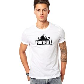 Qivi Fortnite Logo Baskılı Beyaz Erkek Örme T-shirt