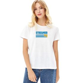 Qivi Fortnite Streamer Fortnıte Baskılı Beyaz Kadın Örme T-shirt