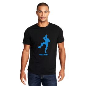Qivi Fortnite Take The L Baskılı Siyah Erkek Örme T-shirt