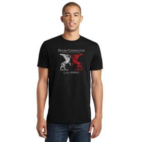 Qivi G O T House Connington Baskılı Siyah Erkek Örme T-shirt