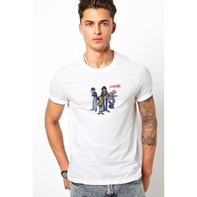 Qivi Gorillaz Jpeg Baskılı Beyaz Erkek Örme T-shirt