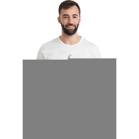 Qivi Guitar Melody Tipografi Baskılı Beyaz Erkek T-shirt