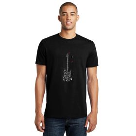 Qivi Guitar Melody Tipografi Baskılı Siyah Erkek Örme T-shirt