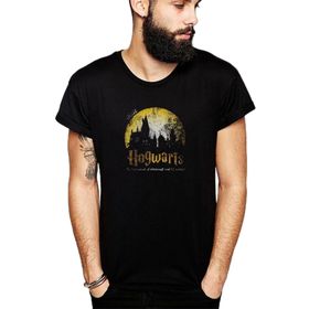 Qivi H P Hogwarts Apparel Books Visit Baskılı Siyah Erkek Örme T-shirt