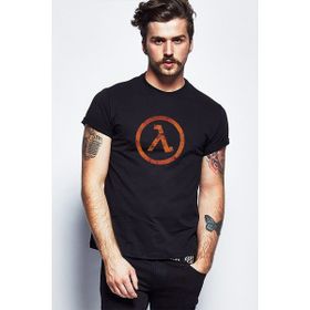 Qivi Half Life Baskılı Siyah Erkek Örme T-shirt