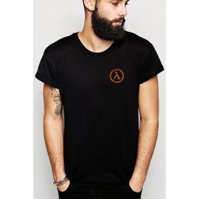 Qivi Half Life Logo Baskılı Siyah Erkek Örme T-shirt