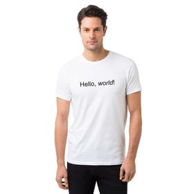 Qivi Hello World Baskılı Beyaz Erkek T-shirt