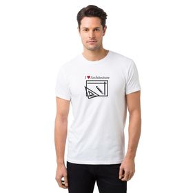 Qivi I Love Architecture Baskılı Beyaz Erkek T-shirt