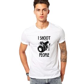 Qivi I Shoot People Fotoğraf Makinesi Baskılı Beyaz Erkek T-shirt