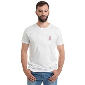 Qivi İmza Baskılı Beyaz Erkek T-shirt