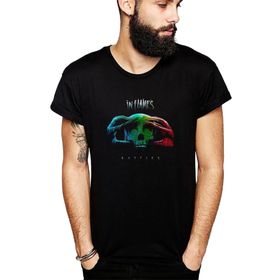 Qivi In Flames Battles Metal Rock Müzik Baskılı Siyah Erkek Örme T-shirt
