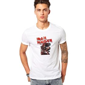 Qivi Iron Maiden Ed Force One Canavar Yolda Baskılı Beyaz Erkek T-shirt