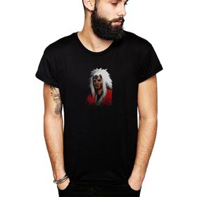 Qivi Jiraiya Sensei Baskılı Siyah Erkek Örme T-shirt