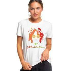 Qivi John Lennon Baskılı Beyaz Kadın T-shirt